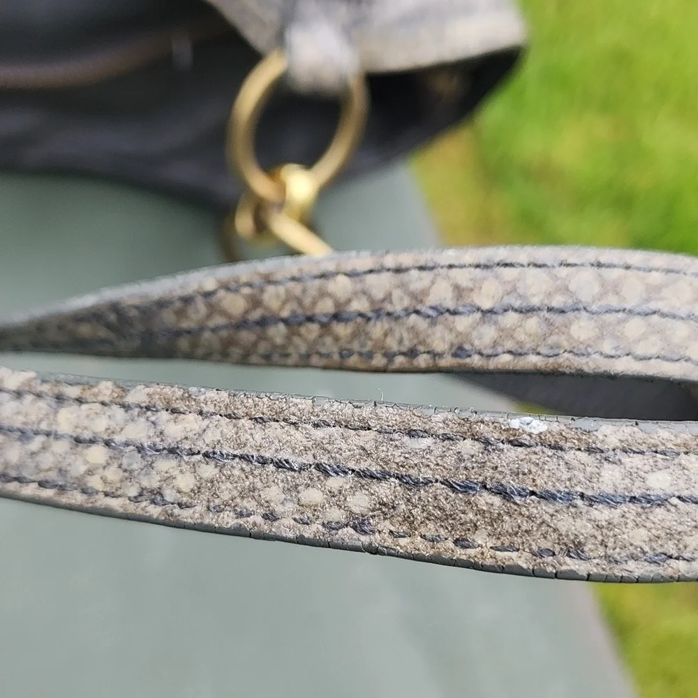 Coach Light Grey/Beige Python Embossed Leather Shoulder Tote Bag - Picture 10 of 15